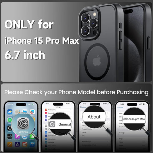 Tigowos for iPhone 15 Pro Max case Fits MagSafe 10FT Drop Resistant Matte Skin Feeling Shockproof Back Cover Fits iPhone 15 Pro Max Phone Cases, T...