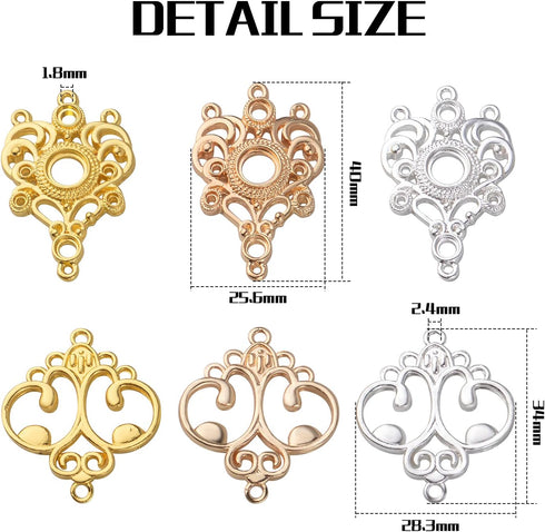 Earring Chandelier Charms,12pcs Chandelier Component Links Alloy Earring Connector Charms Chandelier Earring Components Earring Jewelry Making for...