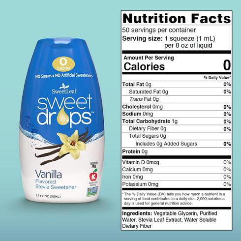 SweetLeaf Sweet Drops Vanilla Stevia Liquid Sweetener - Flavor Foods, Keto Coffee with Sugar Free, 0 Calorie, Non-Glycemic Response SweetLeaf Stev...
