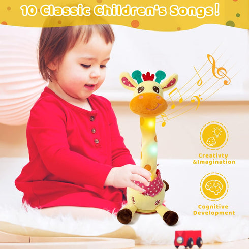 Emoin Giraffe Stuffed Animal Baby Toys 6 to 12 months Giraffe Toys Singing 10 Children's Songs Dancing Giraffe Light Up Toys Repeat What You Say G...