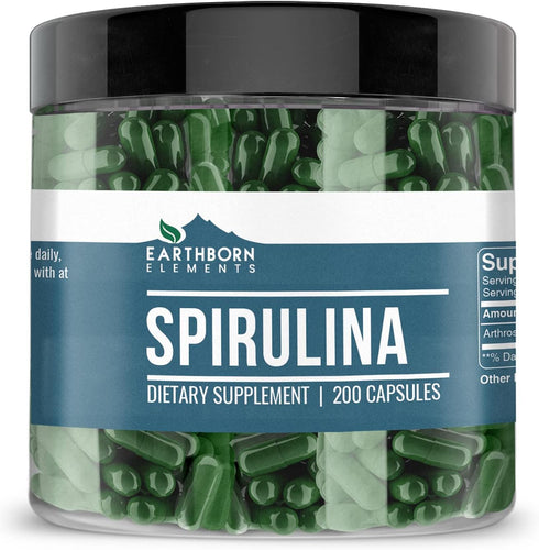 Earthborn Elements Spirulina 200 Capsules, Pure & Undiluted, No Additives...