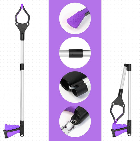 32 inch GrabRunner Folding Reacher Grabber Tool with Magnet(Purple)...