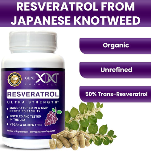 GENEX Resveratrol Supplement Japanese Knotweed 1500mg, Organic Trans-Resveratrol Capsules with BioPerine for Absorption, Gluten-Free, Vegan Supple...