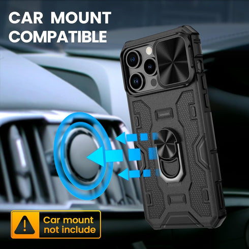 VEGO for iPhone 15 Pro Max Case, iPhone 15 ProMax Kickstand Case with Slide Camera Cover Built-in 360° Rotate Ring Stand Magnetic Shockproof Phone...