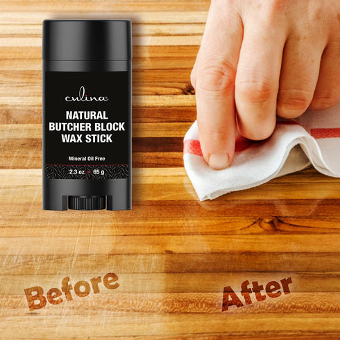 Culina Butcher Block Cutting Board Bamboo Conditioner Wax Stick | Best for Wood & Bamboo Conditioning & Sealing | Does NOT Contain Mineral Oil!...