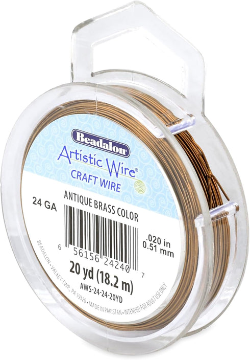 Artistic Wire, 24 Gauge Tarnish Resistant Colored Copper Craft Jewelry Wrapping Wire, Antique Brass Color, 20 yd...