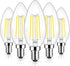 Brightever E12 Candelabra LED Light Bulbs 60 Watt Equivalent, 620 Lumen 6W Clear LED Filament Candle Bulbs, Daylight White 5000K Non-Dimmable Chan...