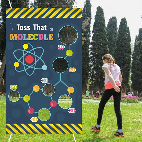 Science Toss Games Banner Backdrop Chemistry Toss that Molecule Theme Decor Decorations for School Science Laboratory Lab Science Classroom Boy Gi...