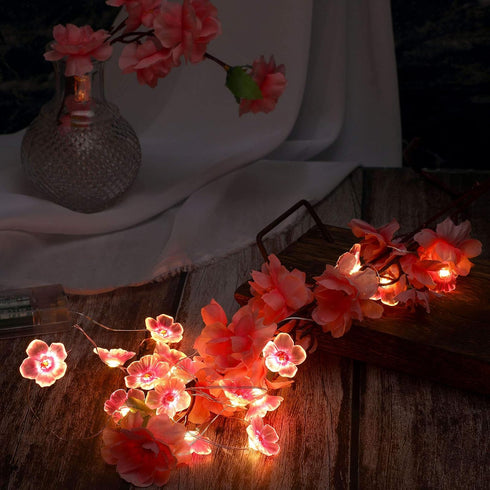 Mudder 2 Pieces Cherry Blossom Lights LED Flower String Light Blossom Decor Battery Wire Fairy LED Garland for Birthday Wedding Bedroom Party Deco...