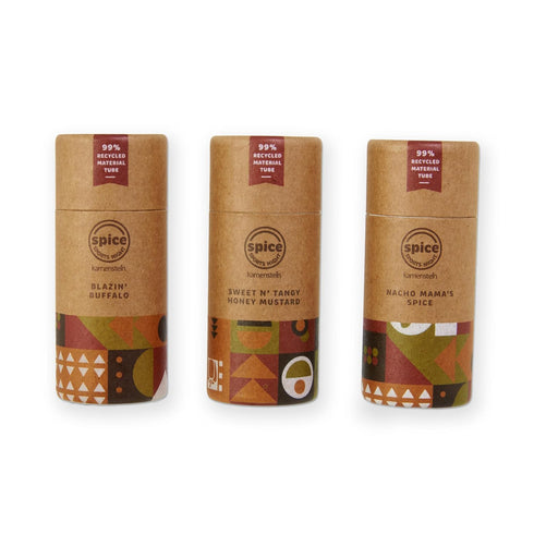 Kamenstein Kraft Paper Spice Tube Set, Packaging made of 99 percent recycled material, with Spices Included, Tasty Tailgates...