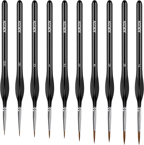 Detail Paint Brush Set - 10PCS Miniature Painting Brushes, Micro Paint Brushes for Fine Detailing & Art Painting - Acrylic, Watercolor, Oil, Model...