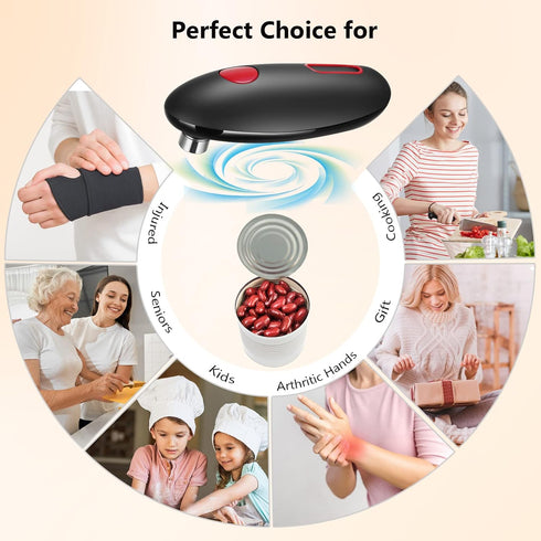 One-Touch Electric Can Opener Easy Open Any Can Sizes with Smooth Edge, Hands Free Battery Operated Electric Can Openers for Kitchen, Kitchen Gadg...