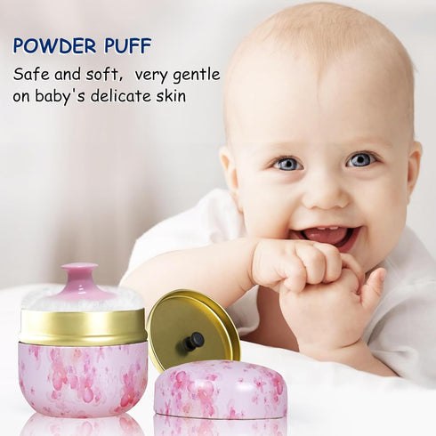 Body Powder Puff and Container for Dusting Powder, Women Powder Puff and Powder Case for Bath and Travel (Sakura)...
