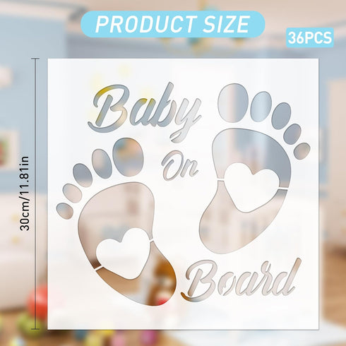 Baby Stencils for Painting Reusable - 36 Pieces Captivating Newborn Crafts for Wall Wood Window Baby Parents DIY Creative Partner...