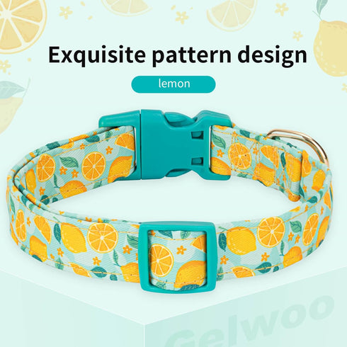 Cute Dog Collar Adjustable and Lightweight for Girl Female Boy Dogs,Soft and Fancy Summer Dog Collar with Lemon Special Design Pet Collar for Smal...