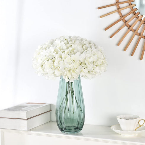 Silk Hydrangea Heads with Stems Artificial Flowers Heads for Home Wedding Decor(Off White 20PCS)...