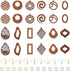 FASHEWELRY 24Pcs Natural Filigree Wood Earring Charms Blank Flat Round Teardrop Oval Walnut Wooden Pendants with 120pcs Earring Hooks Jump Rings f...