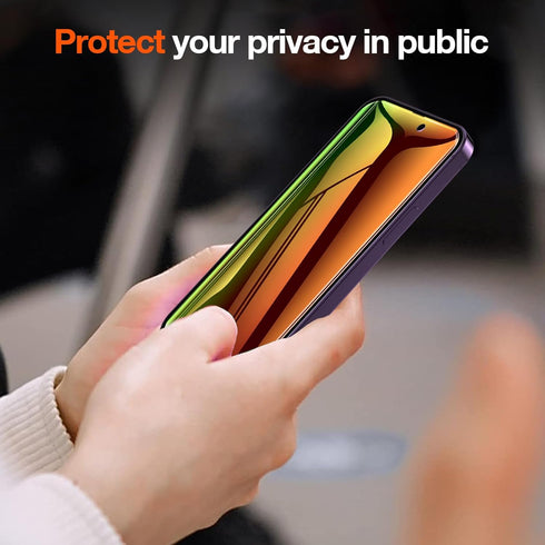 Fotbor for iPhone 14 Pro Max Privacy Screen Protector, 2 Pack Colorful Gradient Anti-Spy Anti-Blue Light Eye Protection Full Adhesive Flexible Fil...