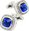 Silver Tone Blue Crystal Cufflinks for Men Wedding Dress Square Crystal Men Cuff Links for Shirt Party Birthday Anniversary Dress...