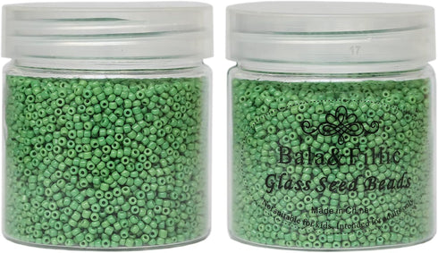 Bala&Fillic 12/0 Glass Seed Beads About 10000pcs in Box Size 2mm Opaque Green Seed Beads for Jewelry Making (Green)...