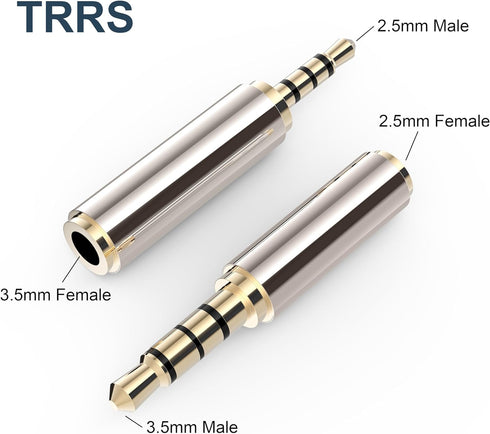 2.5mm to 3.5mm Adapter and 3.5mm to 2.5mm Adapter, Gold Plated Jack Stereo Full Metal Connector Converter for Smartphones, Headphone, Mic, Tablets...