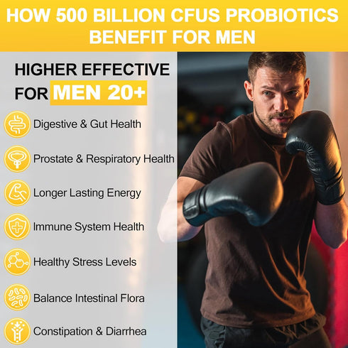 Probiotics for Men, 500 Billion CFU 12 Strains Mens Probiotic with Turmeric Cranberry & Goji, Gut Health for Men, Probiotics for Men Digestive Hea...