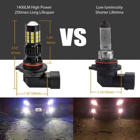 2800 Lumens Extremely Bright 9006 HB4 9006XS 9006LL LED Fog Light Bulbs for DRL or Fog Lights, DOT Approved, 6000K Xenon White (Pack of 2)...