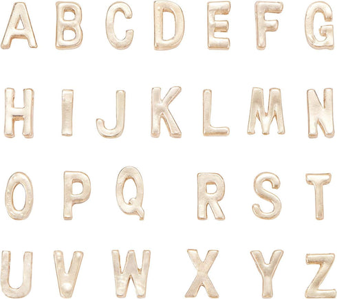 LiQunSweet 26 Pcs Golden Plated Metal Alloy Letter Loose Beads for Initial Necklace Bracelet Earrings Jewelry Making Decoration Craftings - 10x3mm...