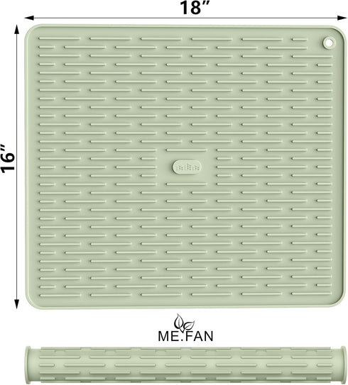 ME.FAN Silicone Dish Drying Mat for Kitchen Counter, Dish Drying Pad for Sink, Refrigerator or Drawer, Countertop Protection Pad L - 18''×16'' - D...
