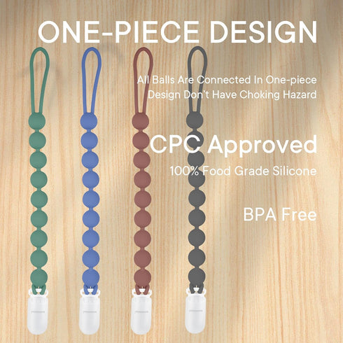 Silicone Pacifier Clip Holder, 4 Pack One Piece Soft Flexible Binky Clips Pacifier Holder Clip for Boys, Birthday Christmas Shower Gift...