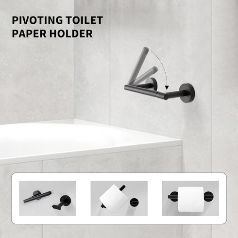 Matte Black Toilet Paper Holder,Black Toilet Paper Holder Wall Mount for SUS 304 Stainless Steel, Double Post Pivoting Toilet Paper Roll Holder,To...