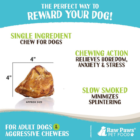 Raw Paws Smoked Beef Kneecaps for Dogs, 5-ct - Packed in USA - Free Range, Antibiotic Free - Beef Knee Cap Bones for Dogs - Smoked Beef Bones - Do...