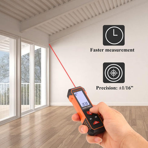 Laser Measure,196Ft Laser Measurement Tool Ft/in/M Unit Switch with LCD Backlit Laser Tape Measure,Digital Laser Measuring Tape Includes Pythagore...