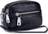 Genuine Leather Mini Wristlet Wallet for Women, 3 Zipped Coin Purse Small Pouch with Wristlet Strap (Black)...