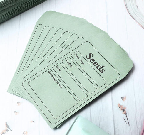 100 Pack Seed Saving Envelopes, 4.7 x 3.1 Inch Self-Adhesive Seed Packet Envelopes, Sage Green Envelopes for Garden...