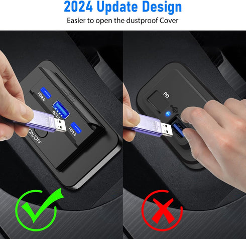 Linkstyle 4PCS RV USB Outlet, 30W Dual PD3.0 USB C Ports & 18W QC3.0 USB A Port Charger Socket, ON/Off Button, for Car Marine...