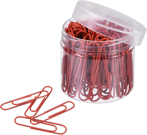MECCANIXITY Paper Clips Medium Size 2 Inch Vinyl Coated to Prevent Tearing Pages with Box for Organize Office Home Red Count 100...