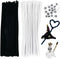 Cldamecy 100 Pcs Black & 100 Pcs White Pipe Cleaners Set with 20 pcs Googly Eyes,Chenille Stems Pipe Cleaners Supplies for Kids DIY Craft Projects...