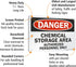 SmartSign - U9-1214-NA_7x10 "Danger - Chemical Storage Area, Authorized Personnel Only" Sign | 7" x 10" Aluminum Black/Red on White...