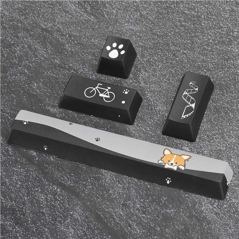 DIY Mini Black Dogs Pattern Keycaps Space+ESC+Enter+Numpad Enter Keycap Set for Mechanical Gaming Keyboard(Black)...