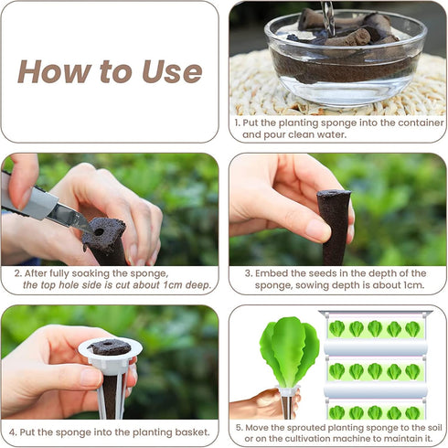 Cunhill 100 Pcs Hydroponic Plant Grow Sponges Pods Kit Root Plant Basket Seed Planting Kit Replacement Pod Cups Pot Hydroponic Pods for Garden Ind...