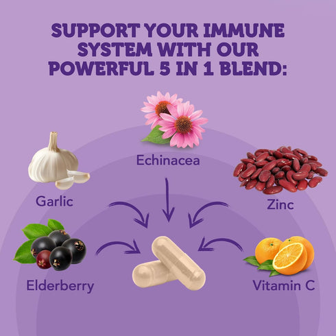 Vitamin Bounty Elderberry Organic Elderberry Capsules for Adults - Elderberry Vitamin C and Zinc Supplement, & Echinacea, Immune System Support, A...