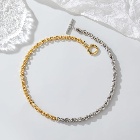 Trendy Choker Chain Necklace for Women, Two Tone Link Choker Chain Necklaces Jewelry for Women Gifts for Her...