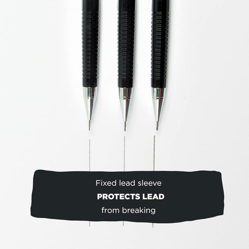 SAKURA Mechanical Pencil 0.5 mm - Pencil with 3 Eraser Refills - Fixed Sleeve for Using Rulers and Templates - Black...