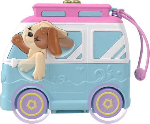 Polly Pocket Dolls & Playset, Seaside Puppy Ride Compact with 11 Accessories, Travel Toy with Fidget Exterior...