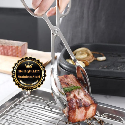 2 Pack Serving Tongs Buffet Tongs for Kitchen Cooking 10 Inch Stainless Steel Salad Tongs Serving Utensils for Wedding Party Catering (Silver)...