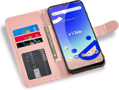 Asuwish Phone Case for Visible Midnight with Tempered Glass Screen Protector and Glitter Wallet Cover Flip Card Holder Slot Stand Kickstand Rugged...