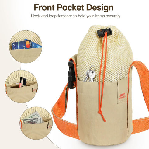 Nuovoware Water Bottle Carrier Bag, 40OZ Water Bottle Holder with Adjustable Shoulder Strap, Foldable Lightweight Drawstring Water Bottle Bag with...