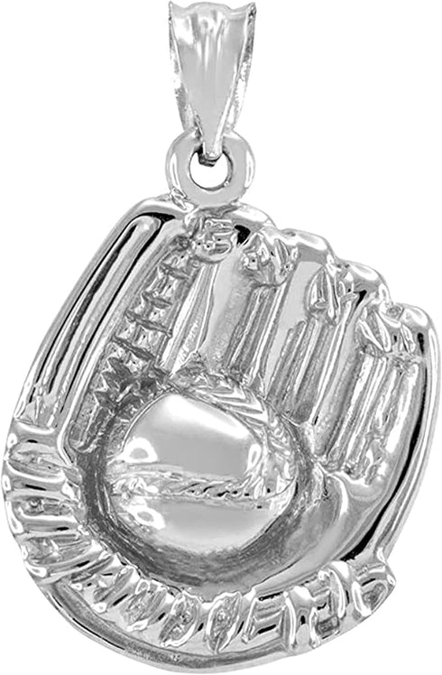 .925 Sterling Silver Baseball or Softball Glove & Ball Charm Pendant...