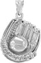 .925 Sterling Silver Baseball or Softball Glove & Ball Charm Pendant...